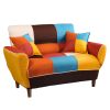 Small Space Colorful Sleeper Sofa;  Solid Wood Legs