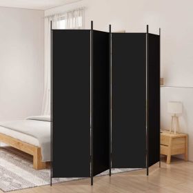 4-Panel Room Divider Black 78.7"x78.7" Fabric