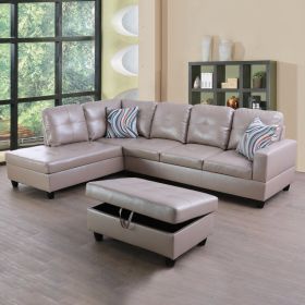 Latte Color Semi PU Synthetic Leather 3-Piece Couch Living Room Sofa Set