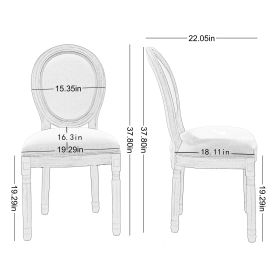 HengMing Upholstered Fabrice French Dining Chair with rubber legs,Set of 2