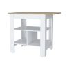 Adeline 3-Shelf Kitchen Island White and Macadamia