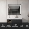 LED Lighted Bathroom Wall Mounted Mirror with High Lumen+Anti-Fog Separately Control+Dimmer Function