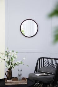 20" x 20" Circle Wall Mirror with Wooden Frame and Walnut Finish,Wall Mirror for Living Room Dining Room