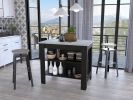 Rockaway 3-Shelf Kitchen Island Black and Ibiza Marble