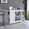 Holmeson 5-Shelf Kitchen Cart with Caster White and Dark Brown