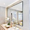 36x24 inches Modern Black Bathroom Mirror with Aluminum Frame Vertical or Horizontal Hanging Decorative Wall Mirrors for Living Room Bedroom