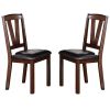 Dark Walnut Wood Framed Back Set of 2 Dining Chairs Breakfast Kitchen Cushion Seats