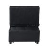 Contemporary Faux Leather Folding Ottoman Sofa Bed  black