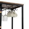 Industrial Wine Rack Table with Glass Holder, Wine Bar Cabinet with Storage