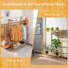 Bamboo Clothing Rack with Storage Shelves