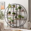 Round 5-Tier Metal Plant Stand bookcase storage rack, Indoor Living Room Terrace Garden Balcony Display Stand(Rustic Brown, 67''w x 67''d x 11.8''h)