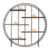 Round 5-Tier Metal Plant Stand bookcase storage rack, Indoor Living Room Terrace Garden Balcony Display Stand(Rustic Brown, 67''w x 67''d x 11.8''h)