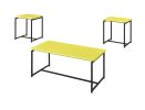 GT 3 Piece Yellow Carbon Fiber Wrap Coffee Table and End Table Set