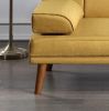 Mustard Polyfiber 1pc Adjustable Tufted Sofa Living Room Solid wood Legs Comfort Couch