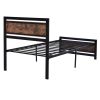 Metal and Wood Bed Frame with Headboard and Footboard ; Twin Size Platform Bed ; Easy to Assemble(BLACK)