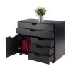 Halifax Wide Storage Cabinet; 3-Small & 2-Wide Drawers; Black