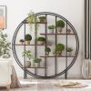 Round 5-Tier Metal Plant Stand bookcase storage rack, Indoor Living Room Terrace Garden Balcony Display Stand(Rustic Brown, 67''w x 67''d x 11.8''h)