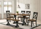 2pcs Dining Chairs Farmhouse Design Antique Oak / Antique Black Two-Tone X-shaped back Kitchen Dining Room Furniture