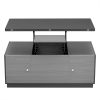 Modern Gray Multi-functional Rectangle Lift-top Coffee Table Extendable with Storage