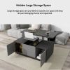 Modern Gray Multi-functional Rectangle Lift-top Coffee Table Extendable with Storage