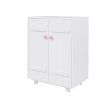 Wooden Wardrobe Cabinet with Hanging Rod, Storage Armoires with Doors ,White