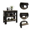 Rockaway 1-Drawer 2-Shelf Kitchen Island Black Wengue and Light Oak