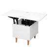 Modern Multi-functional Coffee Table Extendable with Storage & Lift Top in White