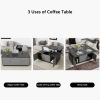 Modern Gray Multi-functional Rectangle Lift-top Coffee Table Extendable with Storage