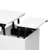 Modern Multi-functional Coffee Table Extendable with Storage & Lift Top in White