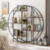 Round 5-Tier Metal Plant Stand bookcase storage rack, Indoor Living Room Terrace Garden Balcony Display Stand(Rustic Brown, 67''w x 67''d x 11.8''h)