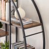 Round 5-Tier Metal Plant Stand bookcase storage rack, Indoor Living Room Terrace Garden Balcony Display Stand(Rustic Brown, 67''w x 67''d x 11.8''h)