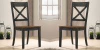 2pcs Dining Chairs Farmhouse Design Antique Oak / Antique Black Two-Tone X-shaped back Kitchen Dining Room Furniture