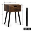 Set of 2 Mid Century Wood Side Table, End Table with 1 Storage Drawer, Nightstand for Bedroom Living Room