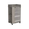 DEPOT E-SHOP Lansing Bar Cart with Glass Door, 2-Side Shelves and Casters, Light Gray