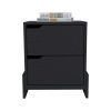 DEPOT E-SHOP Haines Nightstand with 2-Drawers, End Table with Sturdy Base, Black