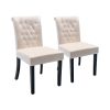 Velvet Dining Chair Set Tufted Heigh Back with Solid Wood Frame Accent Chairs set of 2 Beige