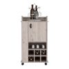 DEPOT E-SHOP Fraser Bar Cart with 6 Built-in Wine Rack and Casters, Light Gray