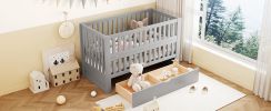 Crib with Drawers and 3 Height Options, Gray