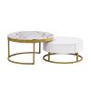 Modern Round Nesting Coffee Table with Drawers in White