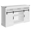 58" Farmhouse Double-Door Three-Layer TV Cabinet in White