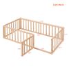 Twin Size Wood Floor Bed Frame with Fence and Door, Natural(OLD SKU :WF289661AAM)