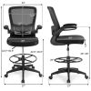 Height Adjustable Drafting Chair with Lumbar Support and Flip Up Arms