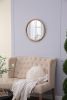 20" x 20" Circle Wall Mirror with Wooden Frame, Wall Mirror for Living Room, Dining Room, Foyer, Bathroom, Office