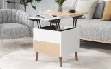 Modern Multi-functional Coffee Table Extendable with Storage & Lift Top in Oak