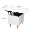 Modern Multi-functional Coffee Table Extendable with Storage & Lift Top in White