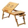 Bamboo Laptop Desk Breakfast Serving Bed Tray Foldable Leg Multi-Position Adjustable Tilt Surface Bed Lap Tray