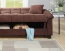 Contemporary Living Room Adjustable Sofa Chocolate Color Microfiber Plush Storage Couch 1pc Futon Sofa w Pillows