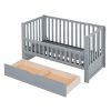 Crib with Drawers and 3 Height Options, Gray