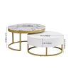 Modern Round Nesting Coffee Table with Drawers in White