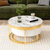 Modern Round Nesting Coffee Table with Drawers in White